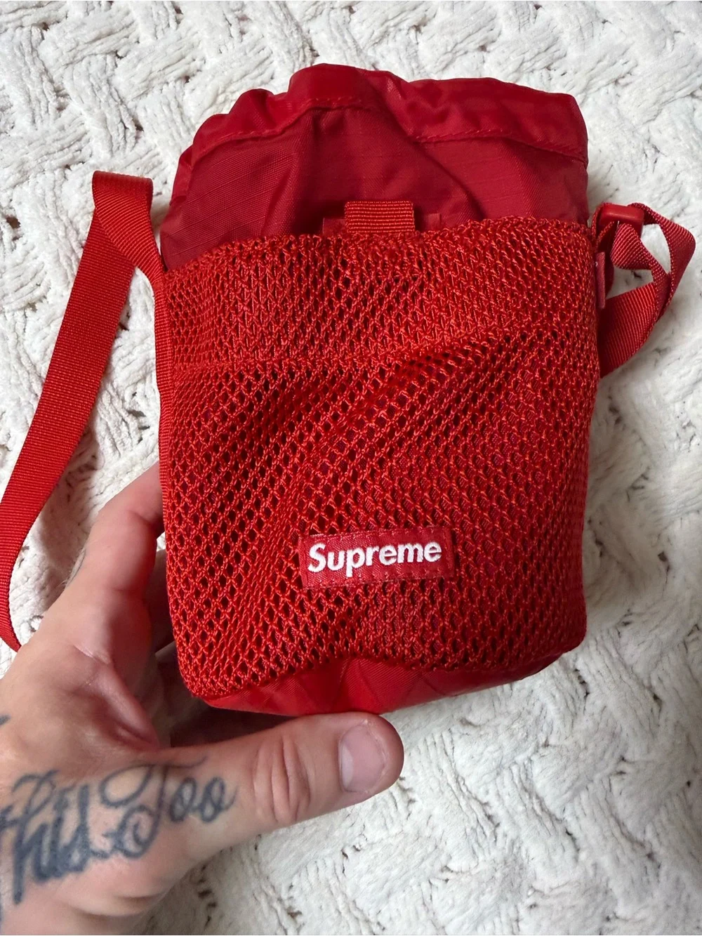 Supreme Red Drawstring Crossbody Pouch